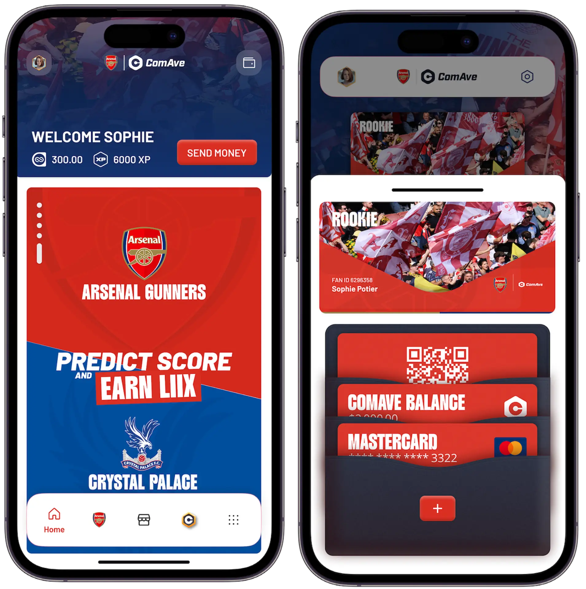 ComAve mobile app shown on two smartphones